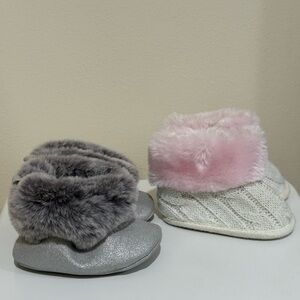 Carter's Silver and Pink Baby Booties bundle 3-6months
